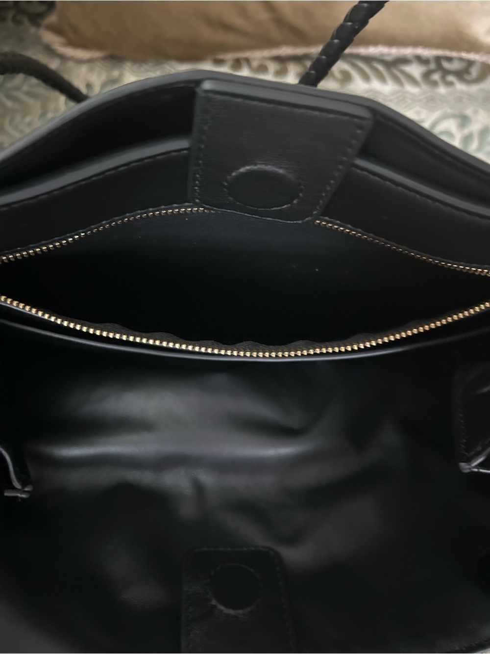 Quince Black Woven Leather Tote with Braided Shoulder Straps - Picture 14 of 16